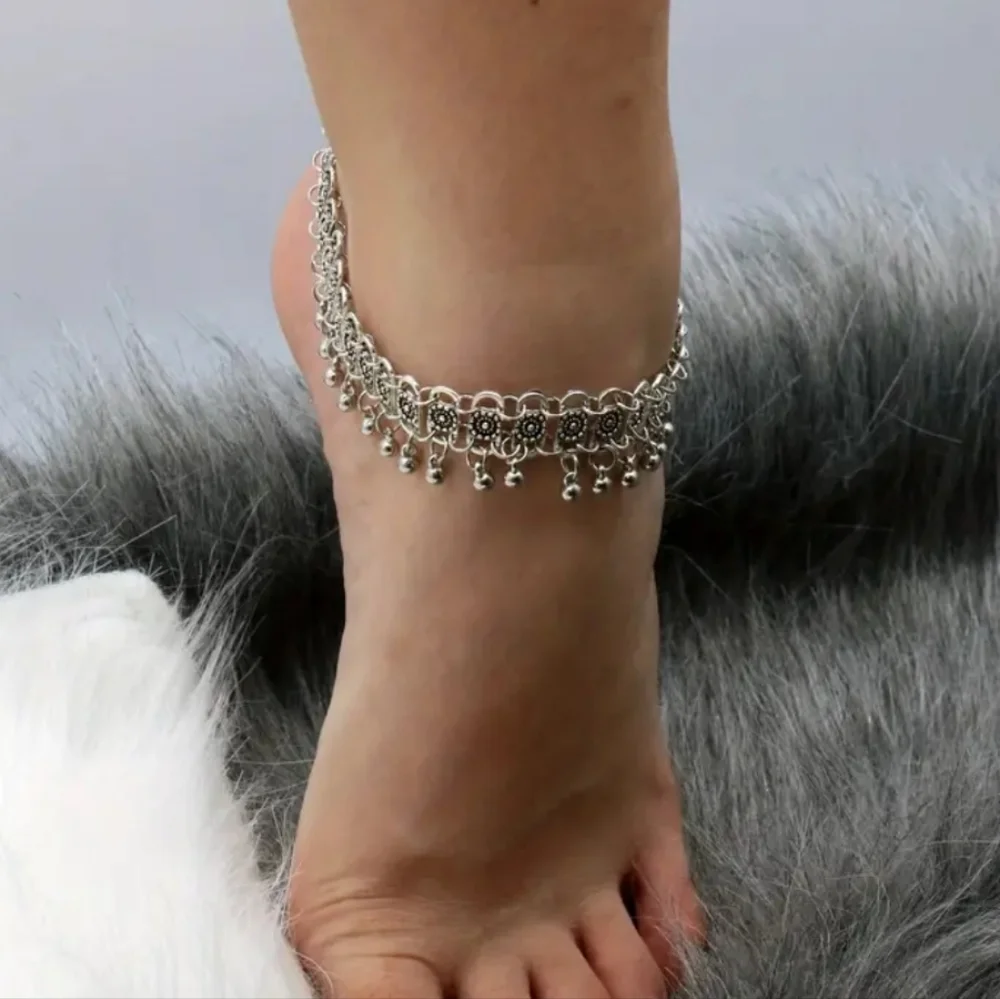 🎀Clearance🎀 Vintage Boho Style Flower Tassels Pendant Chain Anklet Summer - Picture 3 of 3